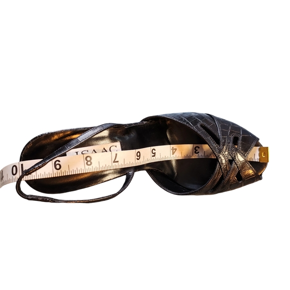 Vintage Isaac Mizrahi Paige Crocodile Black Leather Slingback Heels Size 8.5M - Picture 11 of 12